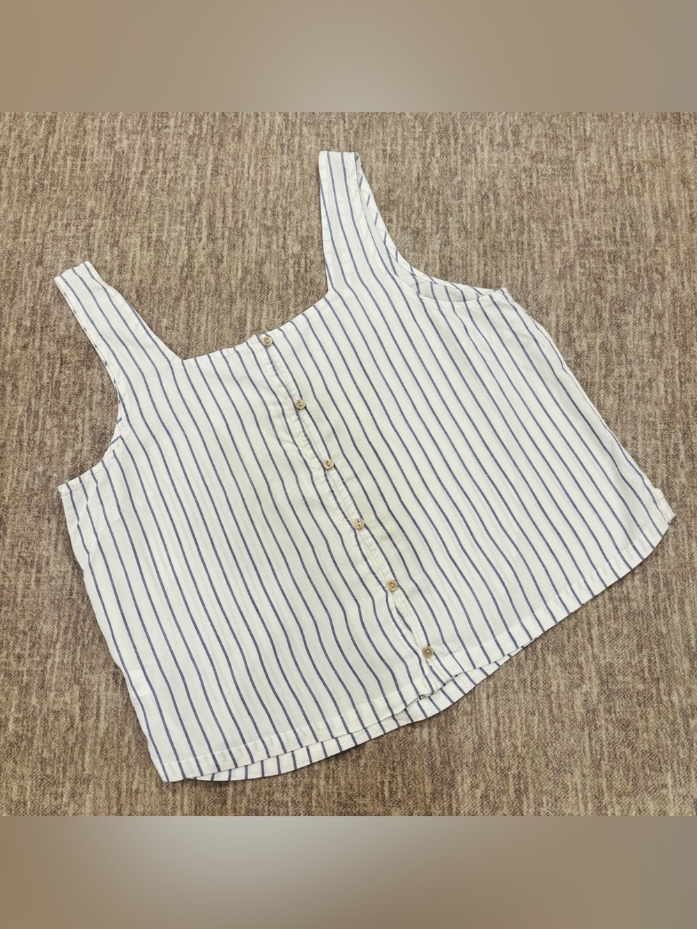 Time and Tru White Tank Top with Navy Stripes